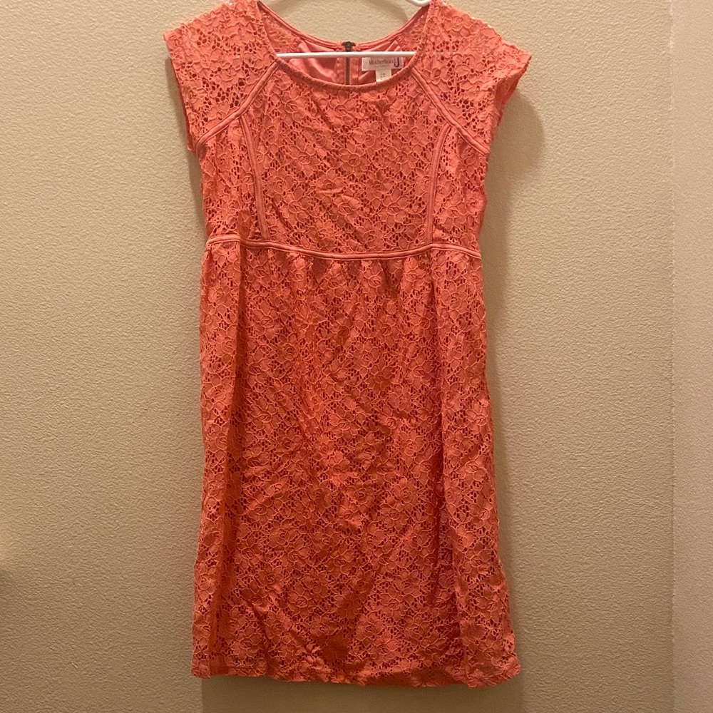 Coral Lace Cap Sleeve maternity Dress